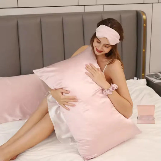 KTX-270803 Solid Color Mulberry Silk Zipper Pillowcase - Modern Simplicity, Available in 19mm & 22mm Sizes