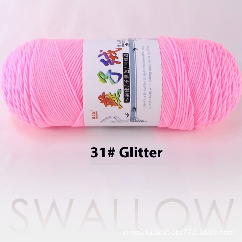 KTX-271827 5-Strand Milk Cotton Yarn for Crochet Projects - 200g Ball