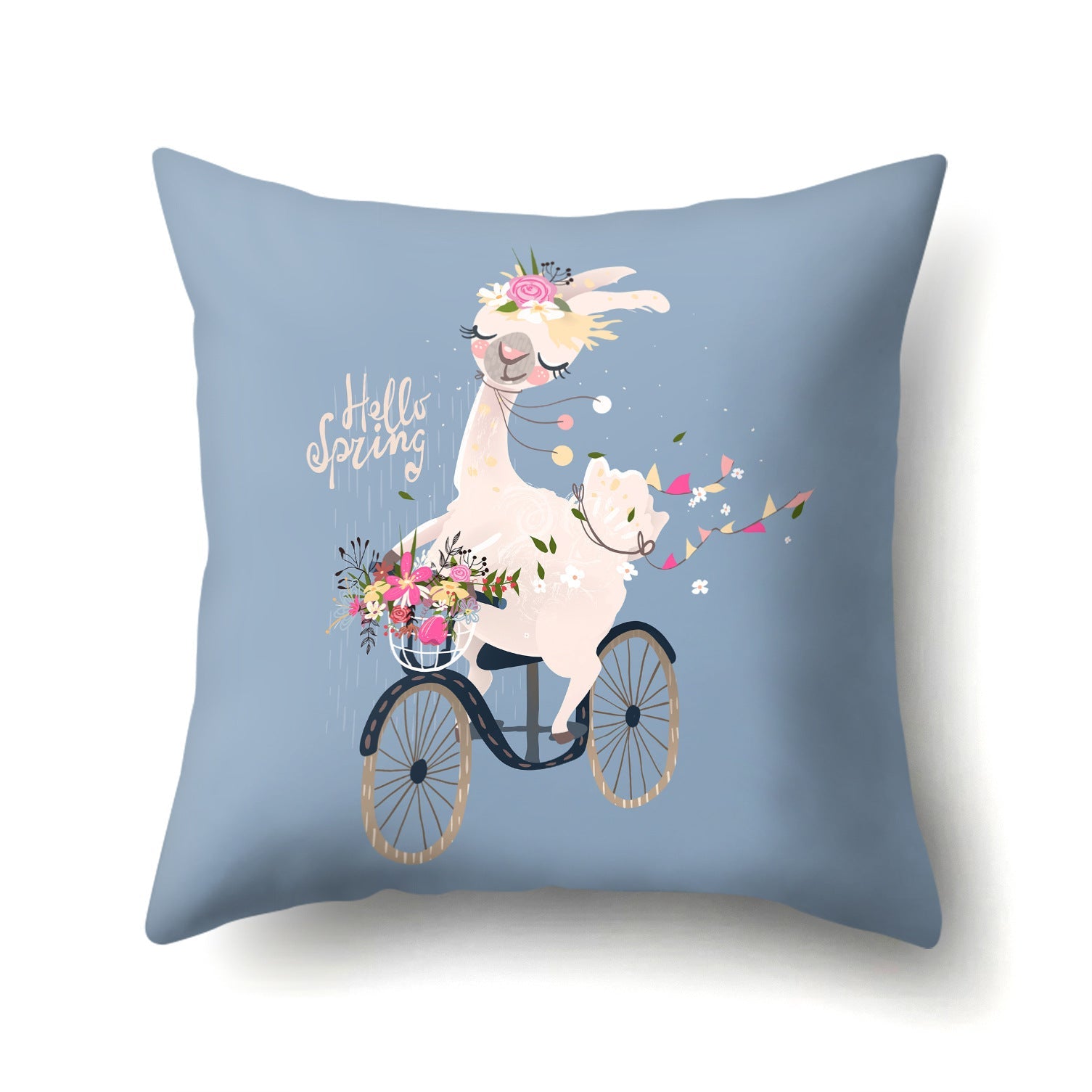 KTX-271827 Creative Alpaca Print Polyester Pillow Cover - 45cm x 45cm, Soft and Stylish Home Accent