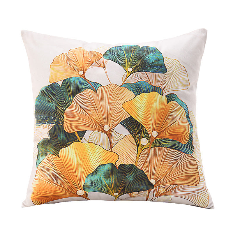 KTX-271827 Stylish Short Plush Ginkgo Leaf Pillow Cover - Modern Simplicity Design 45x45cm