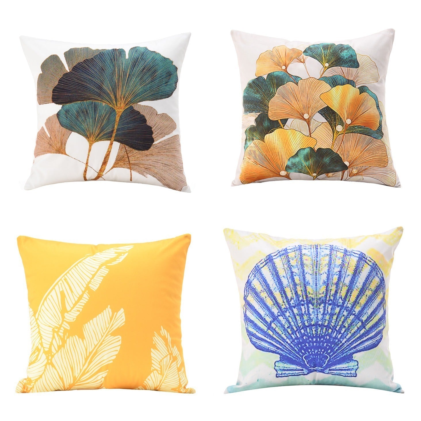 KTX-271827 Stylish Short Plush Ginkgo Leaf Pillow Cover - Modern Simplicity Design 45x45cm