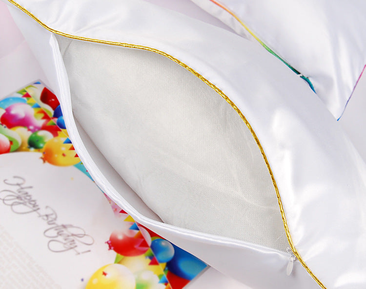 KTX-271955 Solid Color Thermal Transfer Pillow Cover with Golden and Silver Edges, 40x40cm, Modern Simple Design