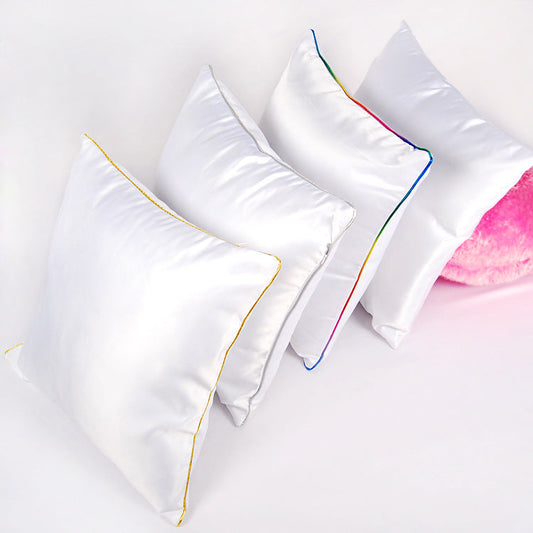 KTX-271955 Solid Color Thermal Transfer Pillow Cover with Golden and Silver Edges, 40x40cm, Modern Simple Design