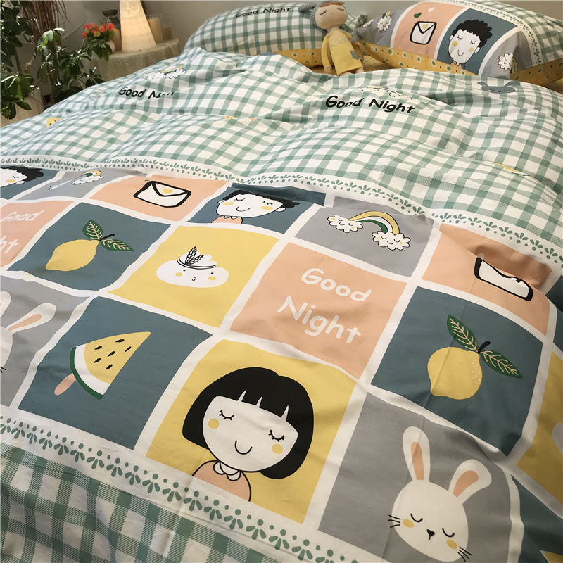 KTX-272147 Three-Piece Floral and Bird Pattern Single Bed Sheet Set for Students in Polyester Fiber