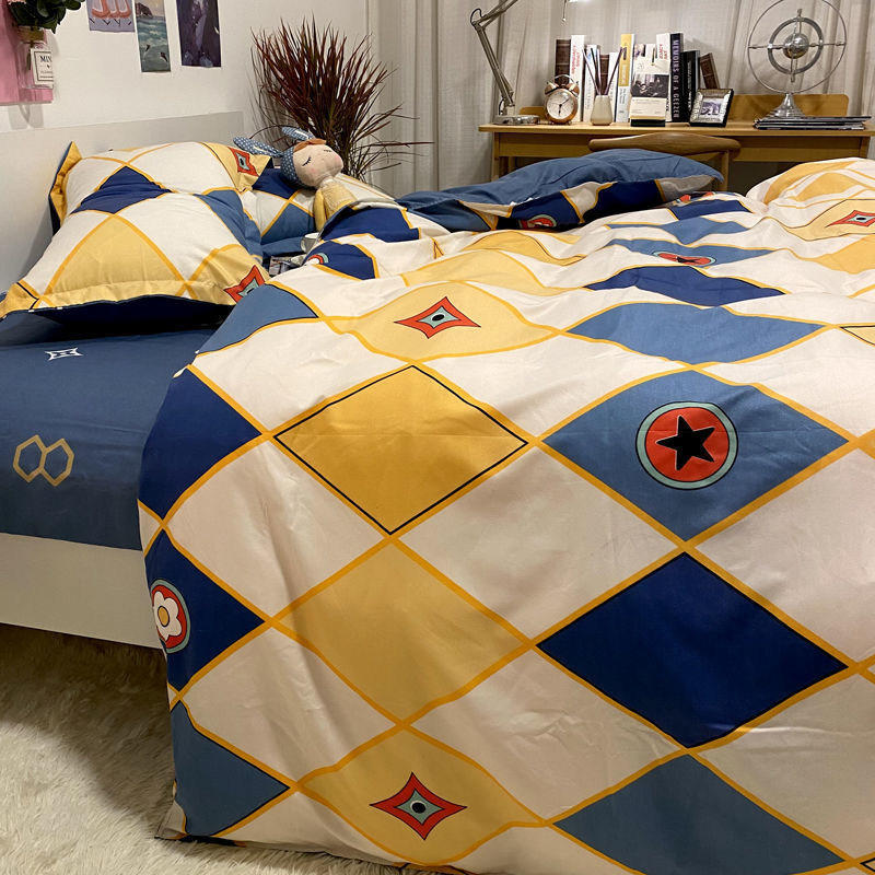 KTX-272147 Three-Piece Floral and Bird Pattern Single Bed Sheet Set for Students in Polyester Fiber