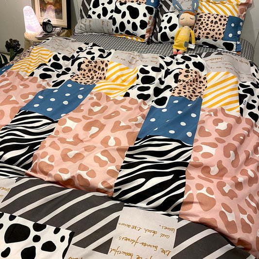 KTX-272147 Three-Piece Floral and Bird Pattern Single Bed Sheet Set for Students in Polyester Fiber