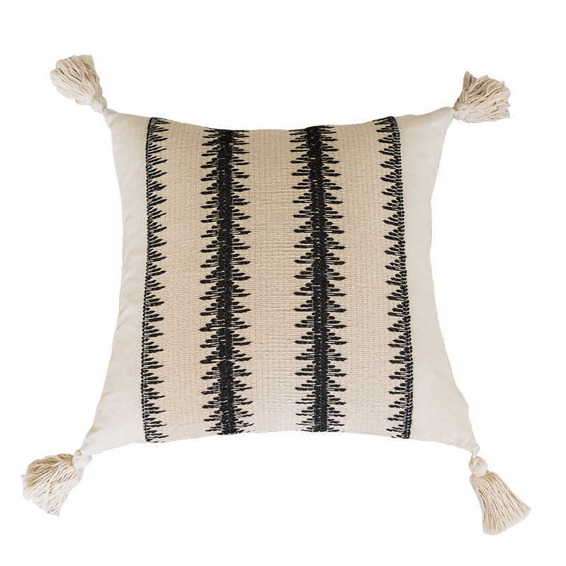 KTX-273107 Misty Forest Big Spike Square and Waist Pillow Collection in Black and Off-White