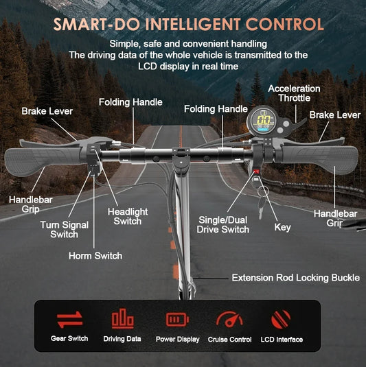 KTX-273171 Electric Scooter X700 - Max Speed 43 MPH, 3200W Dual Motor, 50 Miles Range, Foldable Design