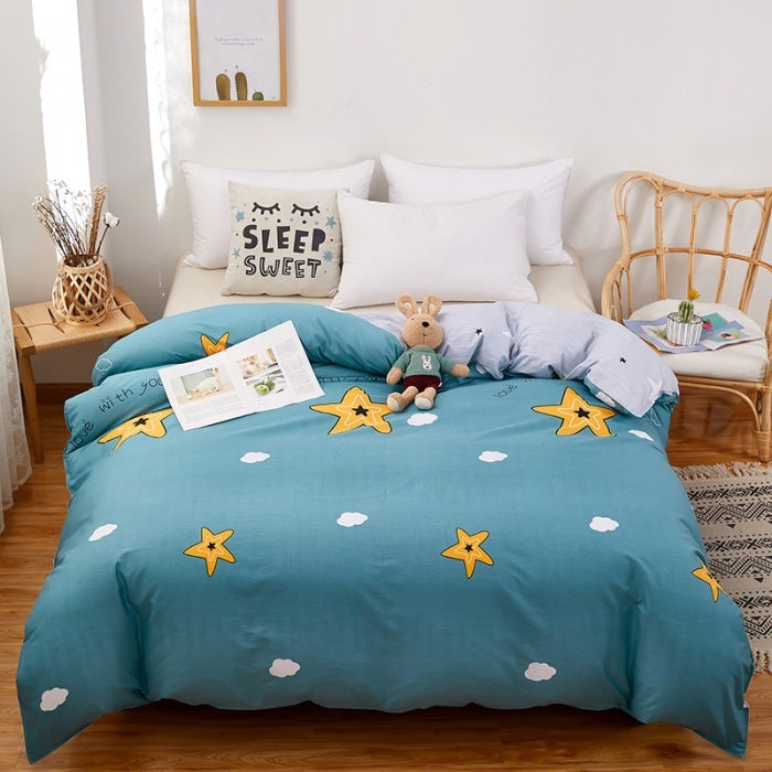 KTX-273299 Cotton Duvet Cover Set for Students - Cute Animal & Cloud Patterns in Multiple Sizes