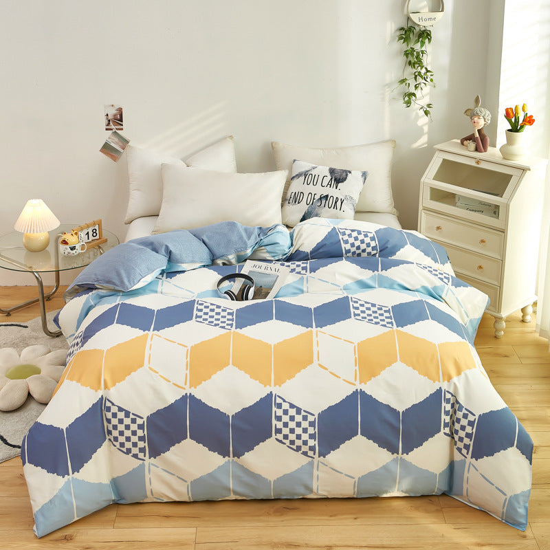 KTX-273299 Cotton Duvet Cover Set for Students - Cute Animal & Cloud Patterns in Multiple Sizes