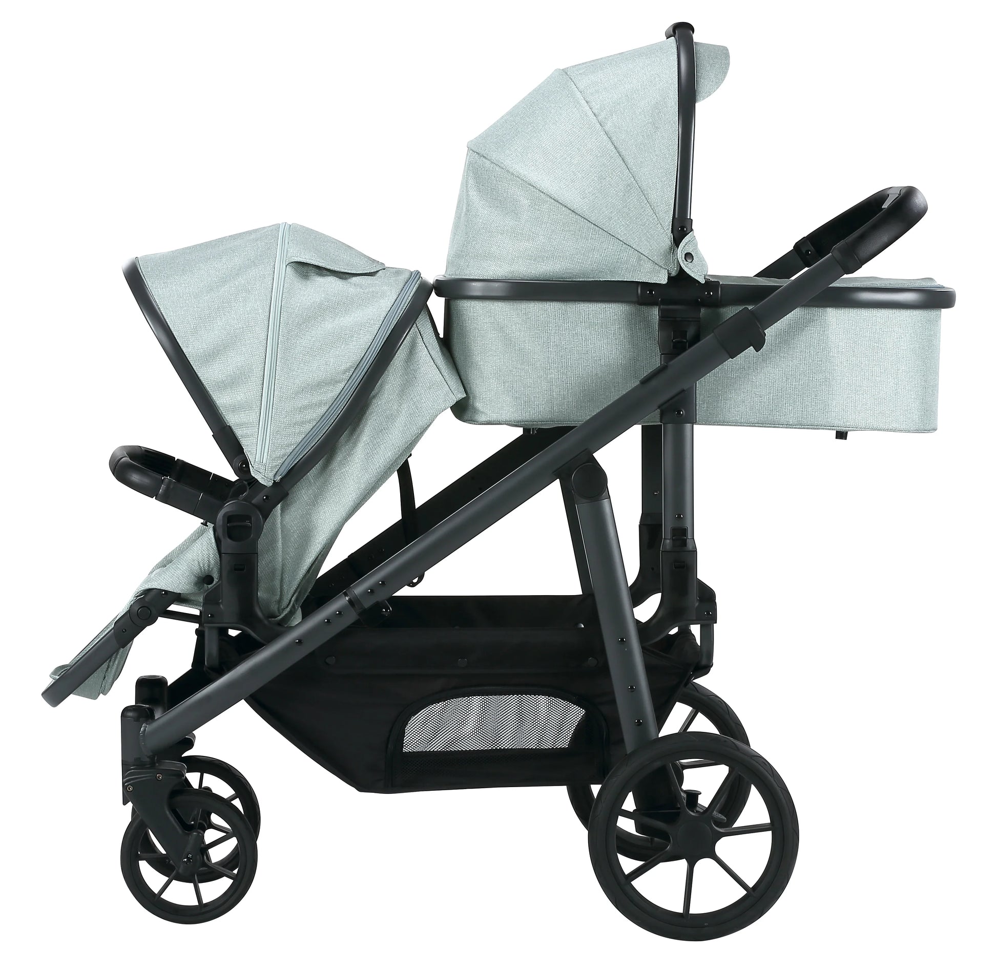 KTX-273491 Twin Baby Stroller with Large Basket for Infants and Toddlers