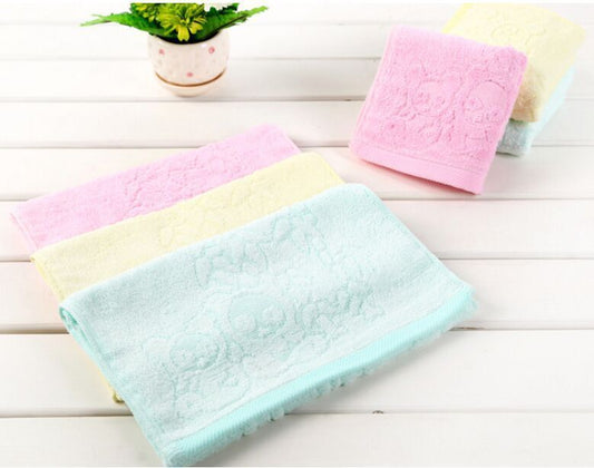KTX-273875 Bamboo Fiber Towel in Sky Blue, Pink, and Light Yellow - 50x25 cm