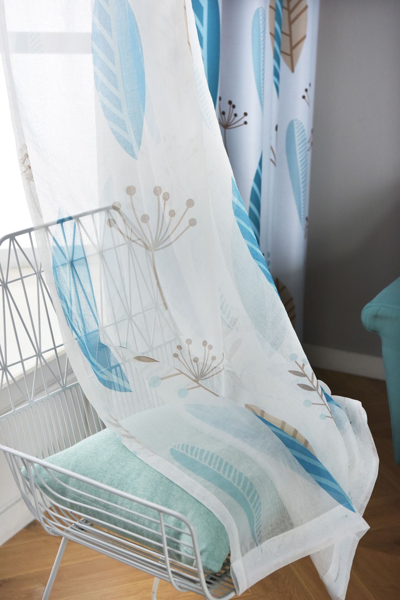 KTX-274003 Nordic Leaf Pattern Shading Curtains for Bedroom and Living Room, High Shading Polyester Fabric