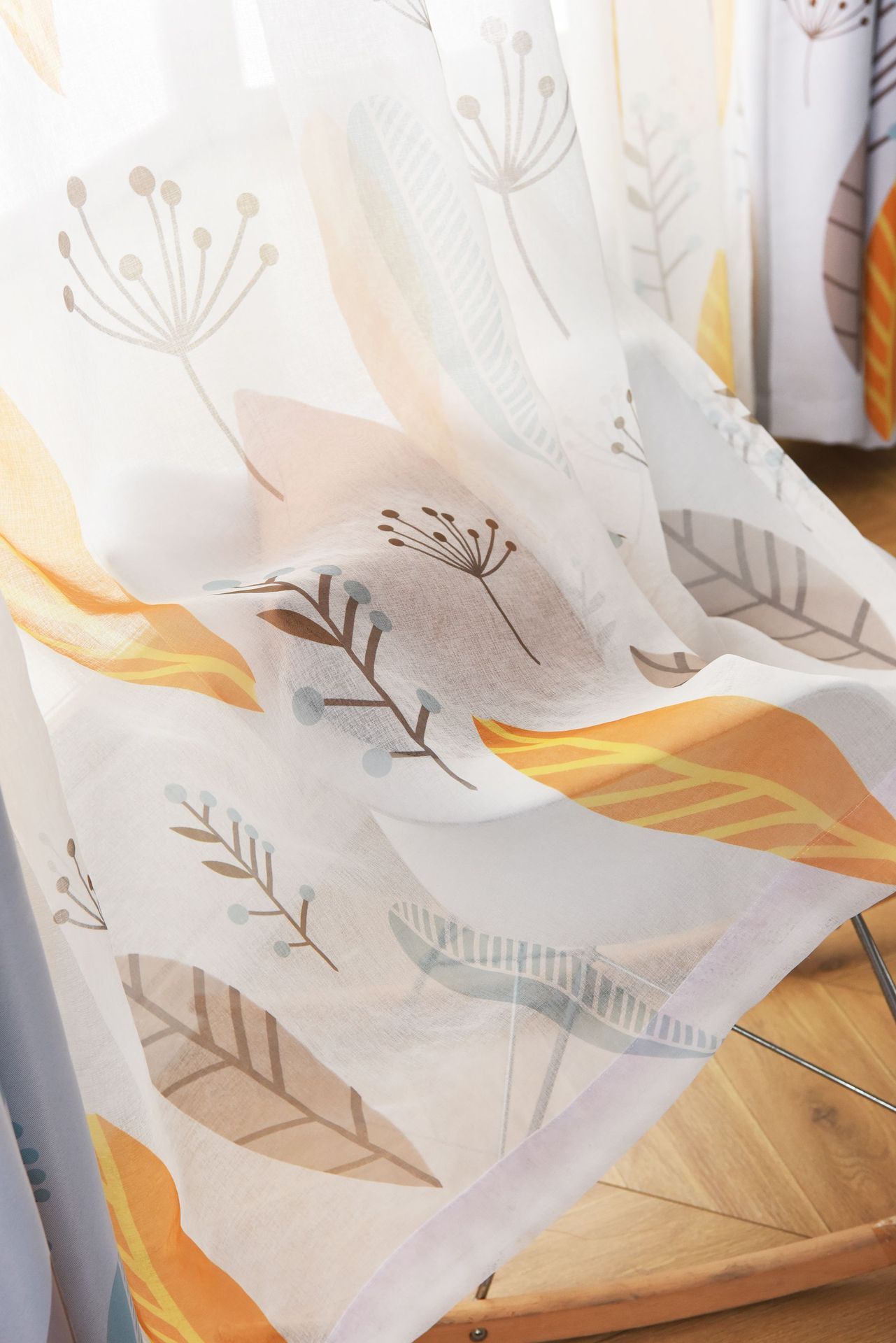 KTX-274003 Nordic Leaf Pattern Shading Curtains for Bedroom and Living Room, High Shading Polyester Fabric