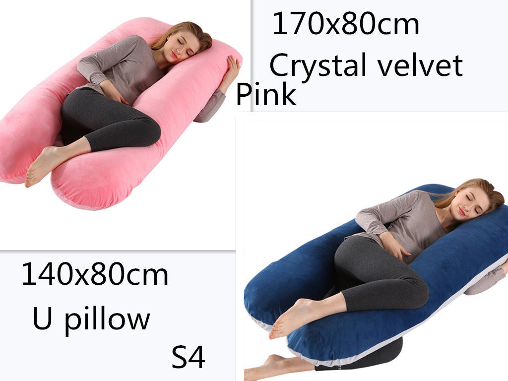 KTX-274131 U-Shaped Pregnancy Support Pillow with Removable Cotton Cover and Adjustable Fiber Filling 140x80cm