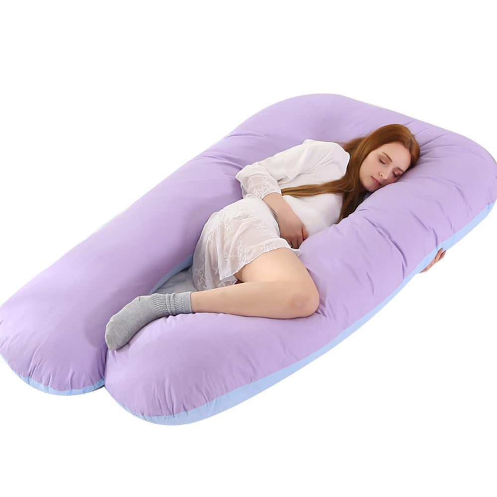 KTX-274131 U-Shaped Pregnancy Support Pillow with Removable Cotton Cover and Adjustable Fiber Filling 140x80cm