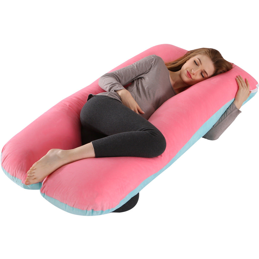 KTX-274131 U-Shaped Pregnancy Support Pillow with Removable Cotton Cover and Adjustable Fiber Filling 140x80cm