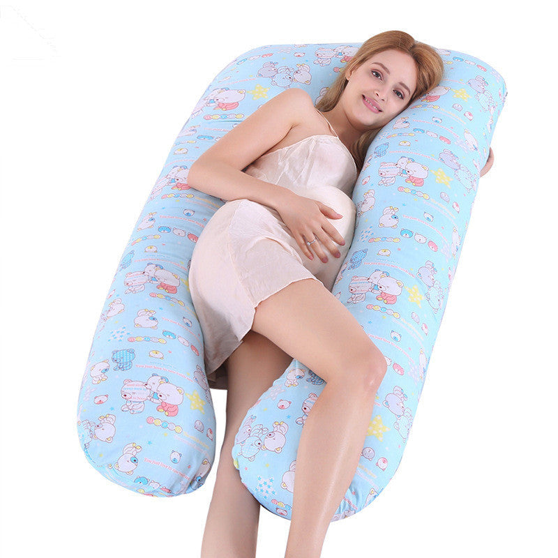 KTX-274131 U-Shaped Pregnancy Support Pillow with Removable Cotton Cover and Adjustable Fiber Filling 140x80cm