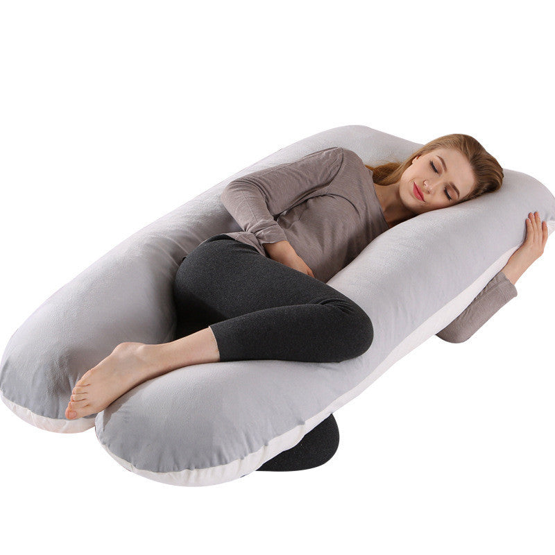 KTX-274131 U-Shaped Pregnancy Support Pillow with Removable Cotton Cover and Adjustable Fiber Filling 140x80cm
