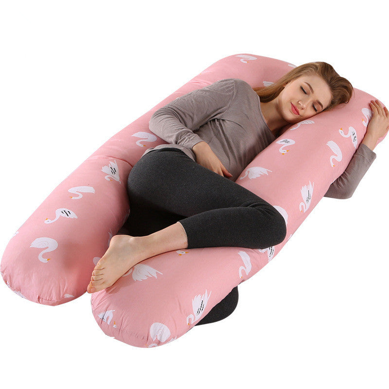 KTX-274131 U-Shaped Pregnancy Support Pillow with Removable Cotton Cover and Adjustable Fiber Filling 140x80cm