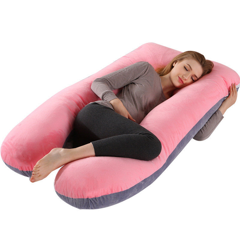 KTX-274131 U-Shaped Pregnancy Support Pillow with Removable Cotton Cover and Adjustable Fiber Filling 140x80cm