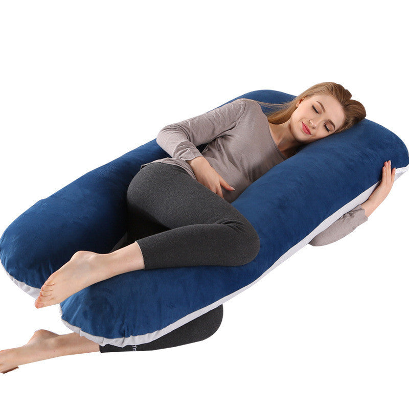 KTX-274131 U-Shaped Pregnancy Support Pillow with Removable Cotton Cover and Adjustable Fiber Filling 140x80cm