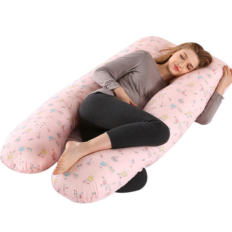 KTX-274131 U-Shaped Pregnancy Support Pillow with Removable Cotton Cover and Adjustable Fiber Filling 140x80cm