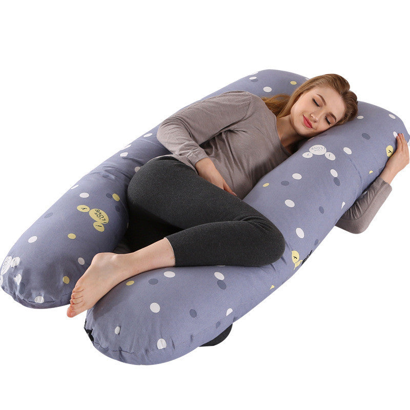 KTX-274131 U-Shaped Pregnancy Support Pillow with Removable Cotton Cover and Adjustable Fiber Filling 140x80cm