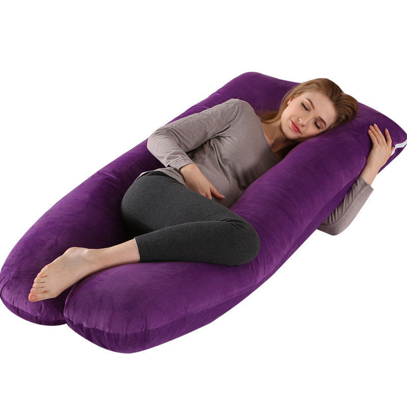 KTX-274131 U-Shaped Pregnancy Support Pillow with Removable Cotton Cover and Adjustable Fiber Filling 140x80cm