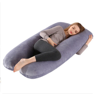KTX-274131 U-Shaped Pregnancy Support Pillow with Removable Cotton Cover and Adjustable Fiber Filling 140x80cm