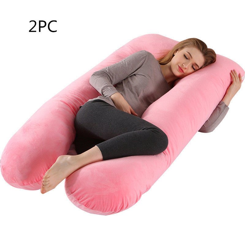 KTX-274131 U-Shaped Pregnancy Support Pillow with Removable Cotton Cover and Adjustable Fiber Filling 140x80cm