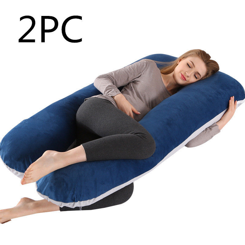 KTX-274131 U-Shaped Pregnancy Support Pillow with Removable Cotton Cover and Adjustable Fiber Filling 140x80cm