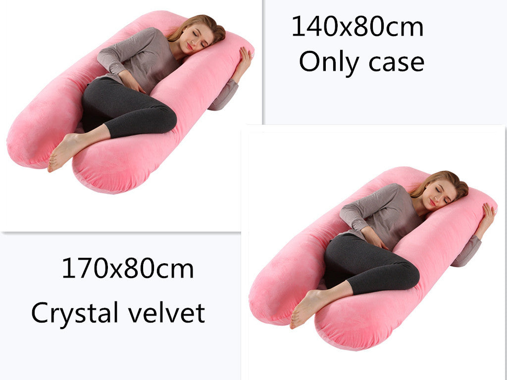 KTX-274131 U-Shaped Pregnancy Support Pillow with Removable Cotton Cover and Adjustable Fiber Filling 140x80cm