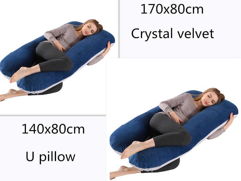 KTX-274131 U-Shaped Pregnancy Support Pillow with Removable Cotton Cover and Adjustable Fiber Filling 140x80cm