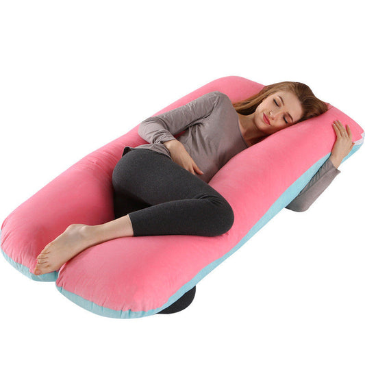 KTX-274131 U-Shaped Pregnancy Support Pillow with Removable Cotton Cover and Adjustable Fiber Filling 140x80cm
