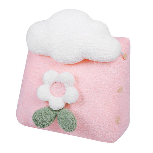 KTX-274451 Dormitory Cloud-Shaped Plush Bedside Pillow in Pink, Red, and Yellow - Stylish Sleep Accessory (50*50*25cm & 60*50*25cm)