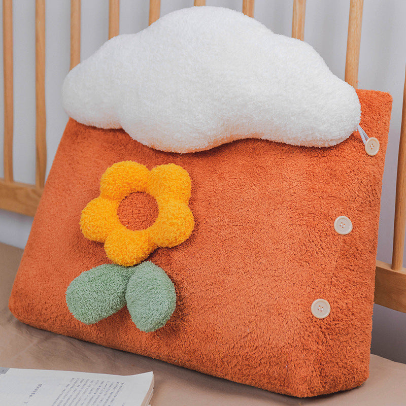 KTX-274451 Dormitory Cloud-Shaped Plush Bedside Pillow in Pink, Red, and Yellow - Stylish Sleep Accessory (50*50*25cm & 60*50*25cm)