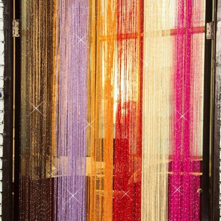 KTX-275155 Flashing Silver Thread Fabric Curtain 1x2 Meters for Living Room Partition and Door Entry