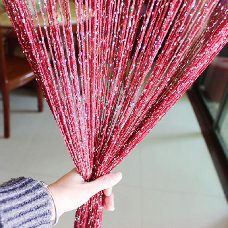 KTX-275155 Flashing Silver Thread Fabric Curtain 1x2 Meters for Living Room Partition and Door Entry