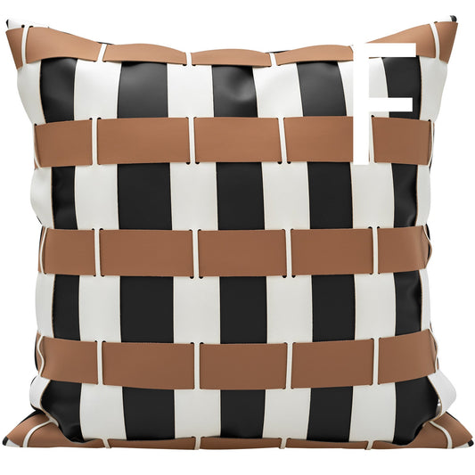KTX-275283 Cushion Collection: Stylish Lumbar and Square Pillows in Leather, Velvet, and Flannel