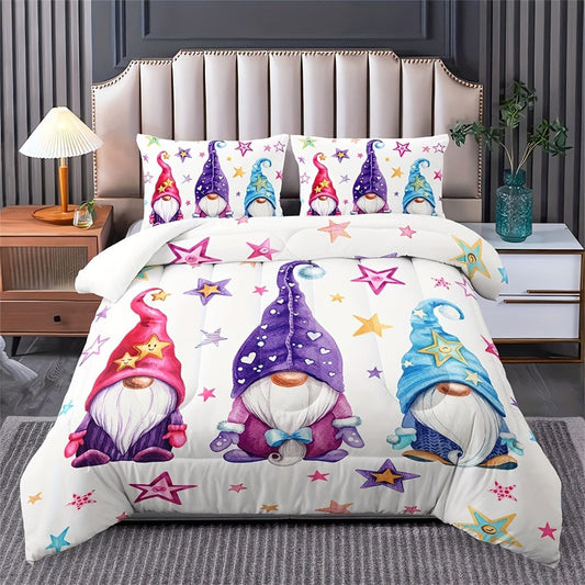 KTX-275283 Mushroom House Three-Piece Bedding Set with Cartoon Anime Design
