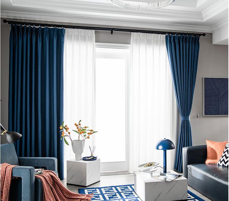 KTX-276307 Thick Soundproof Curtain - Full Shading, Dark Blue, Stylish Honeycomb Design for Bedroom