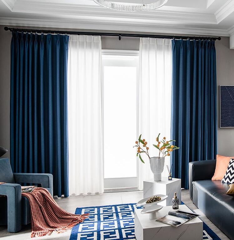 KTX-276307 Thick Soundproof Curtain - Full Shading, Dark Blue, Stylish Honeycomb Design for Bedroom