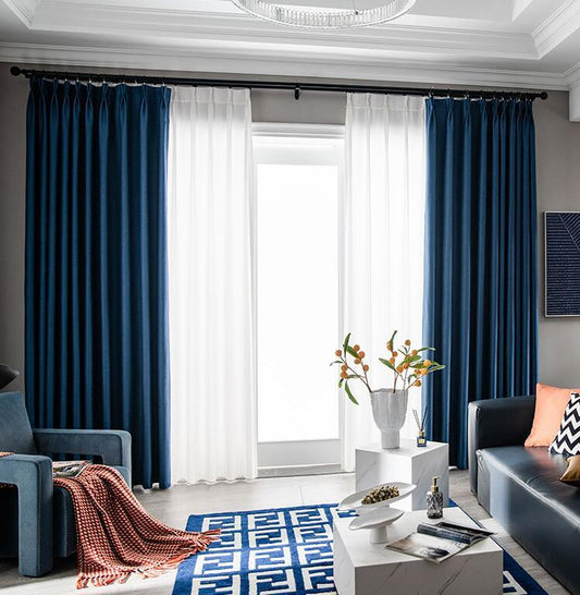 KTX-276307 Thick Soundproof Curtain - Full Shading, Dark Blue, Stylish Honeycomb Design for Bedroom