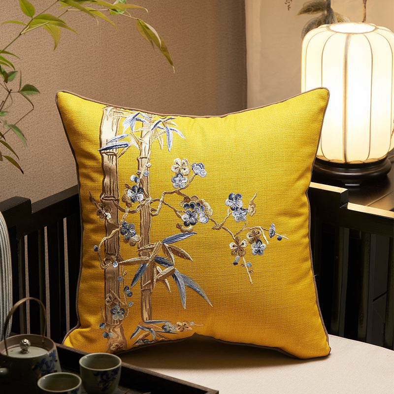 KTX-276435 Cotton Linen Embroidered Pillowcase for Living Room Decor