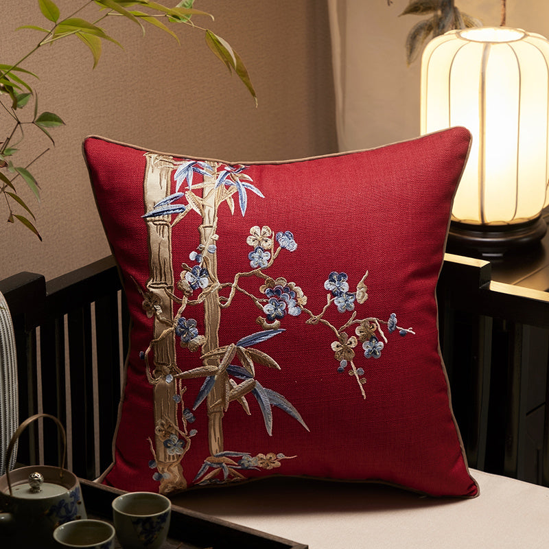 KTX-276435 Cotton Linen Embroidered Pillowcase for Living Room Decor