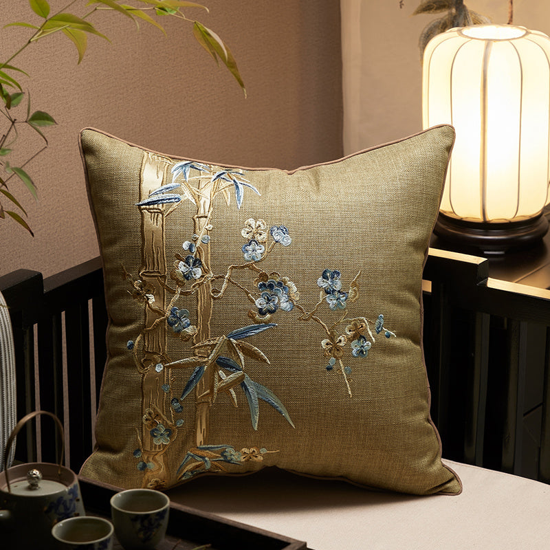 KTX-276435 Cotton Linen Embroidered Pillowcase for Living Room Decor