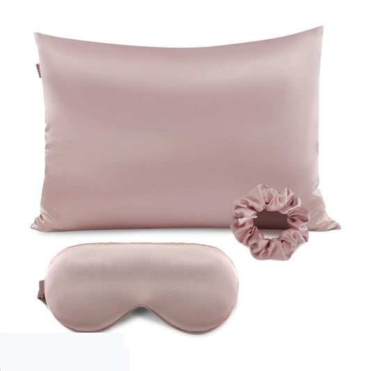KTX-276435 Tie-Dye Simulated Silk Pillow Cover Set with Eye Mask and Hair Ring