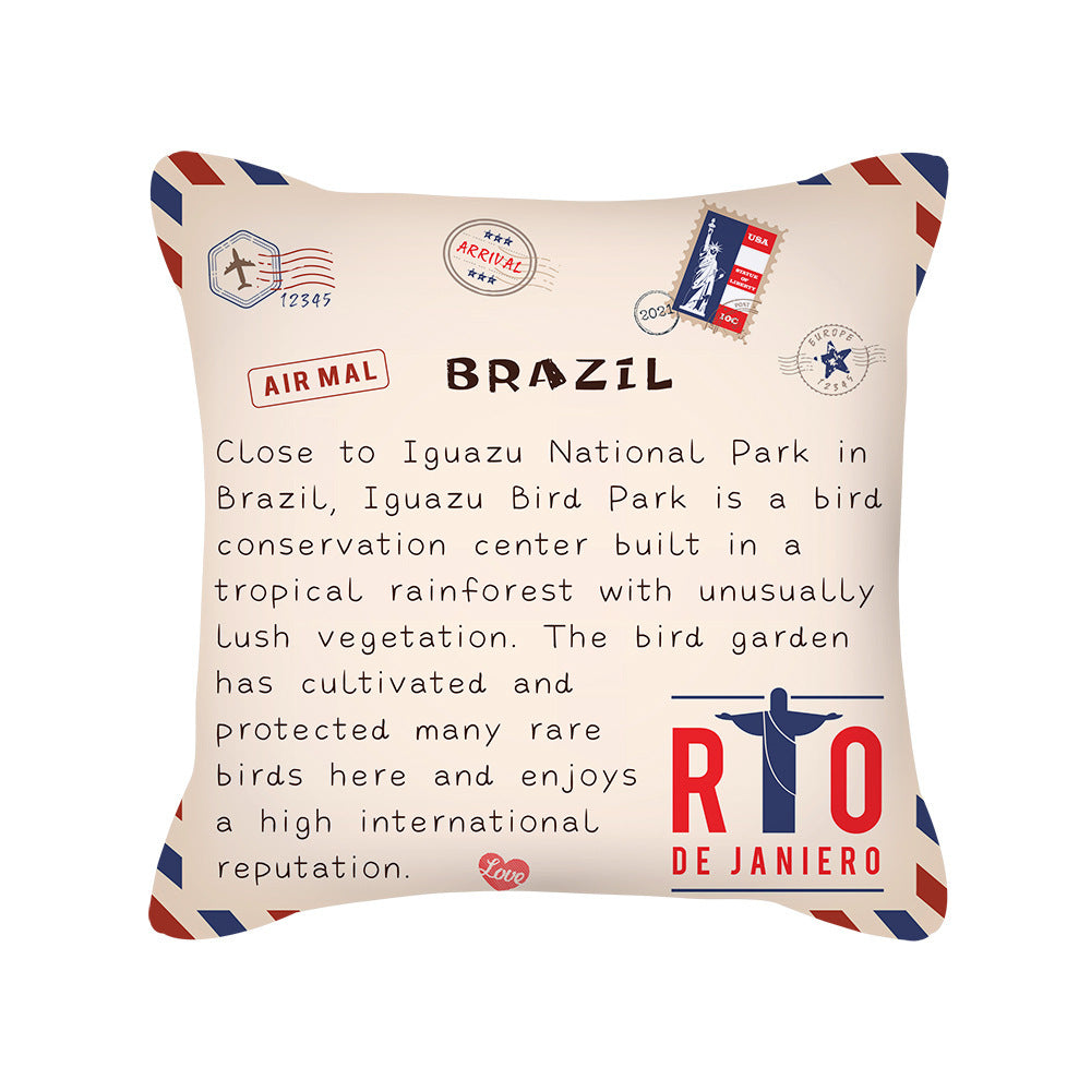 KTX-276499 Peach Skin Envelope Pillowcase with Retro Design - 45x45cm