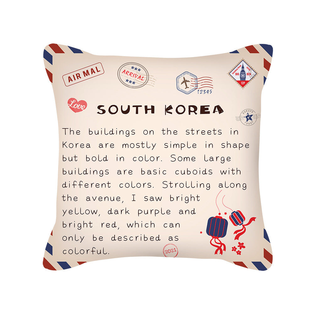 KTX-276499 Peach Skin Envelope Pillowcase with Retro Design - 45x45cm